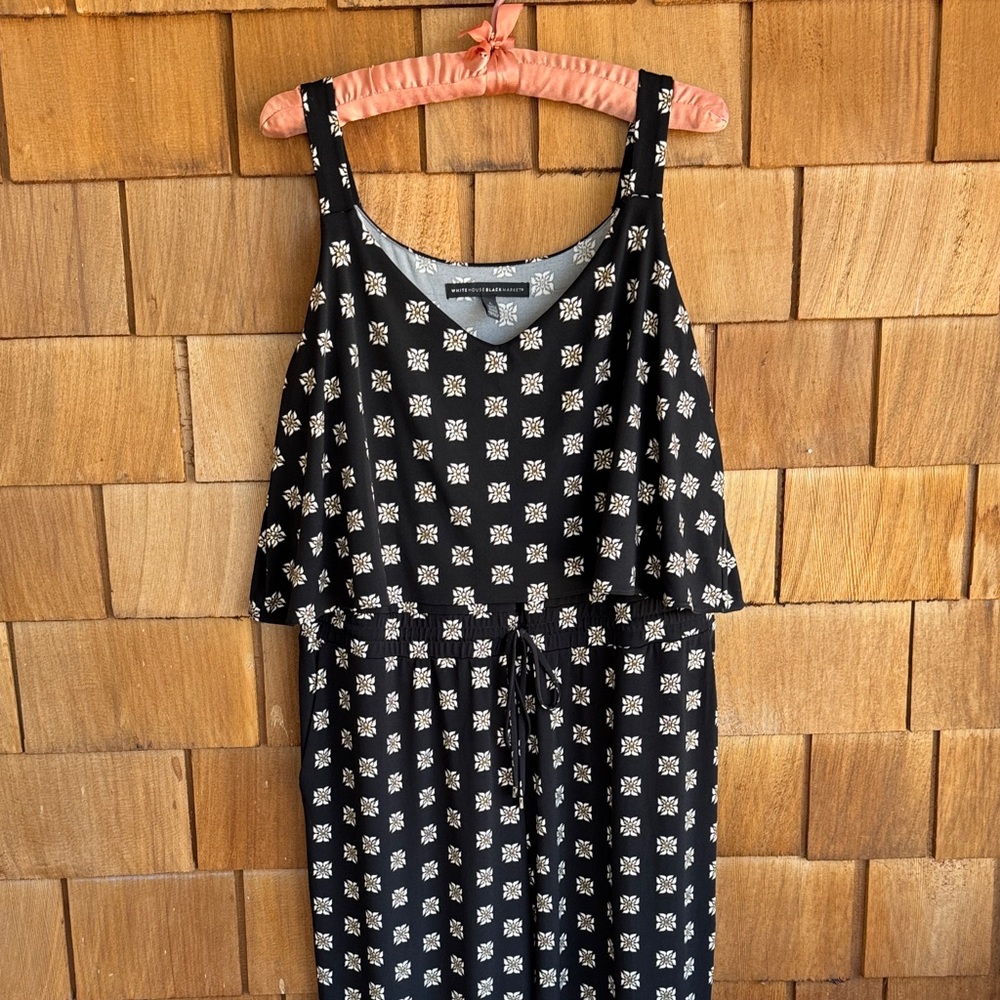 White House Black Market Black & Cream Printed Jumpsuit